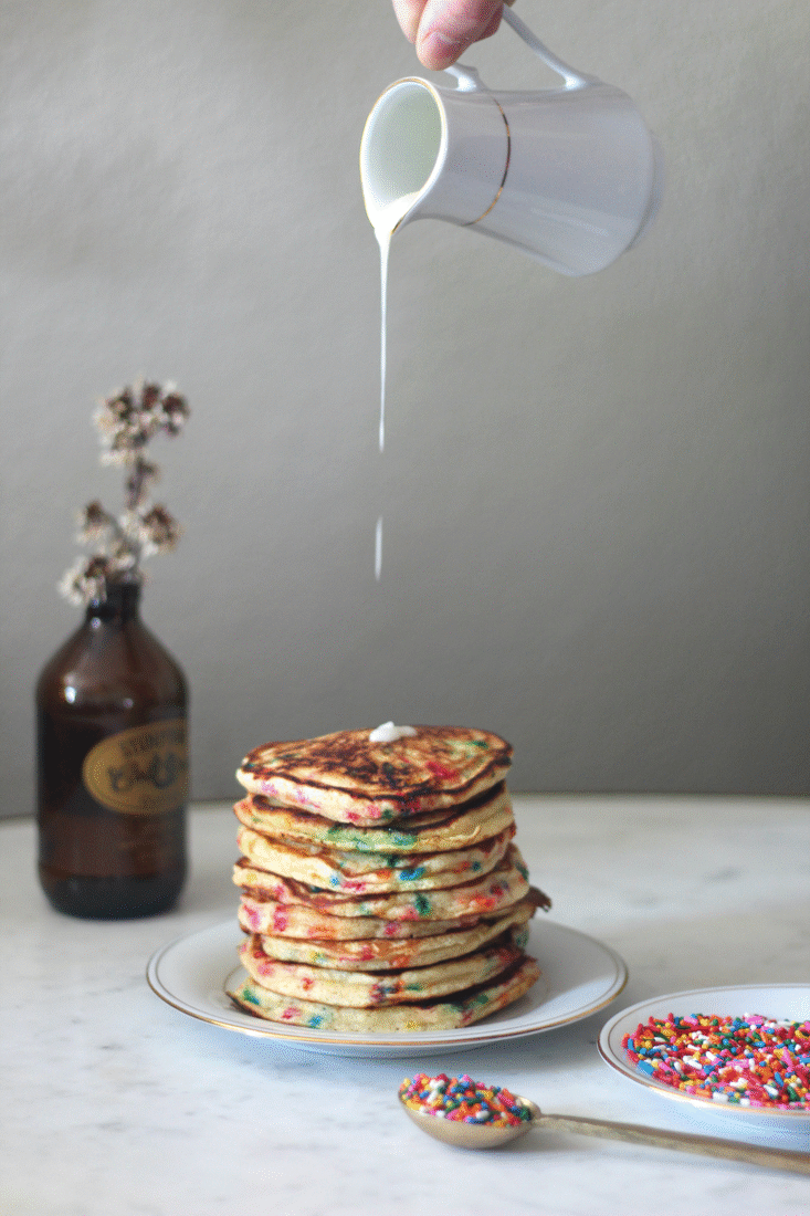 Funfetti Pancakes with Buttercream Glaze