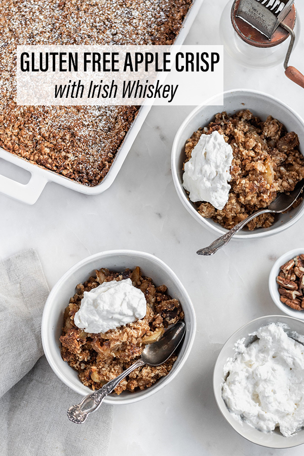 Apple crumble made with gluten free flour and Irish whiskey. | Serendipity by Sara Lynn