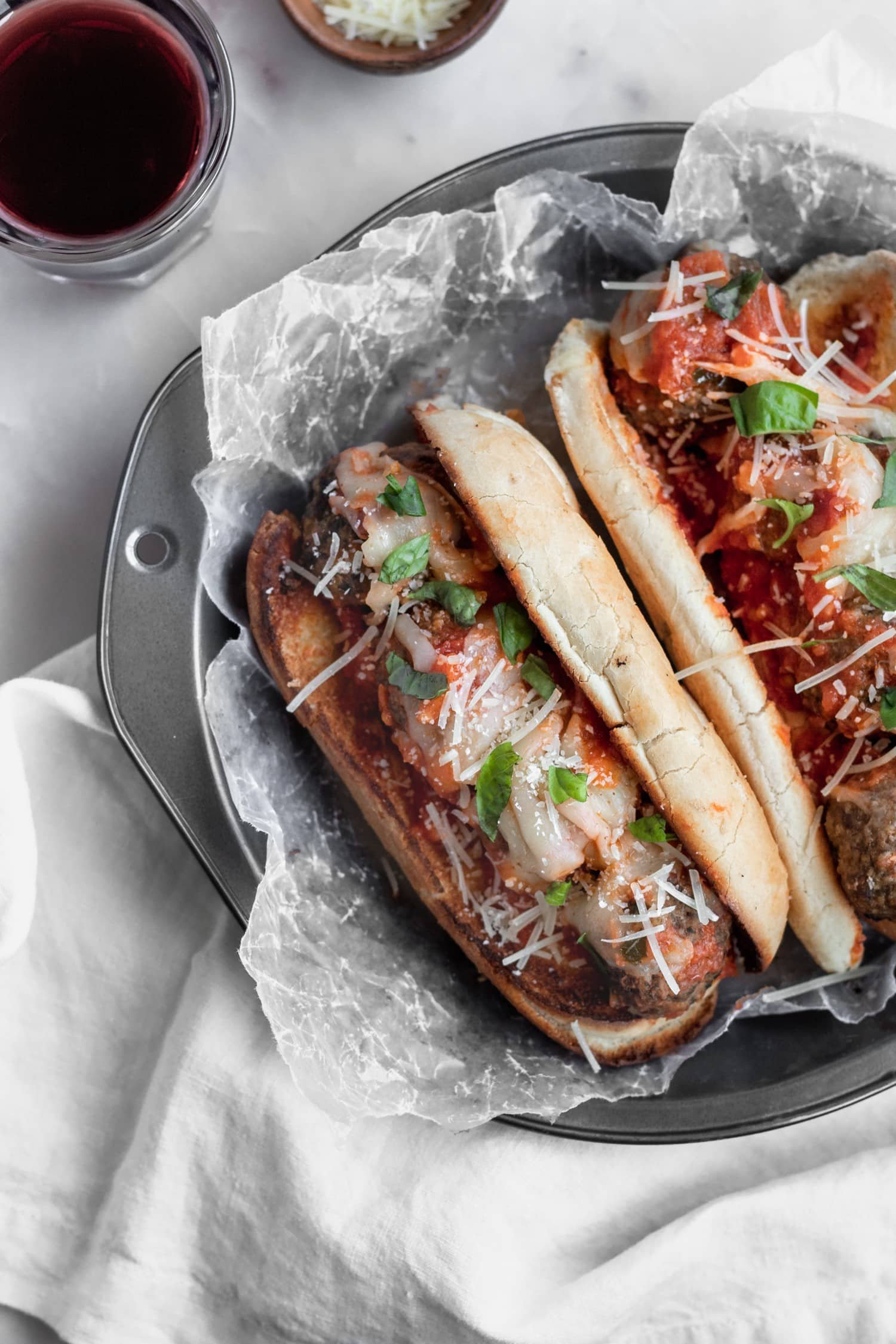 Fried meatball sub sandwiches.