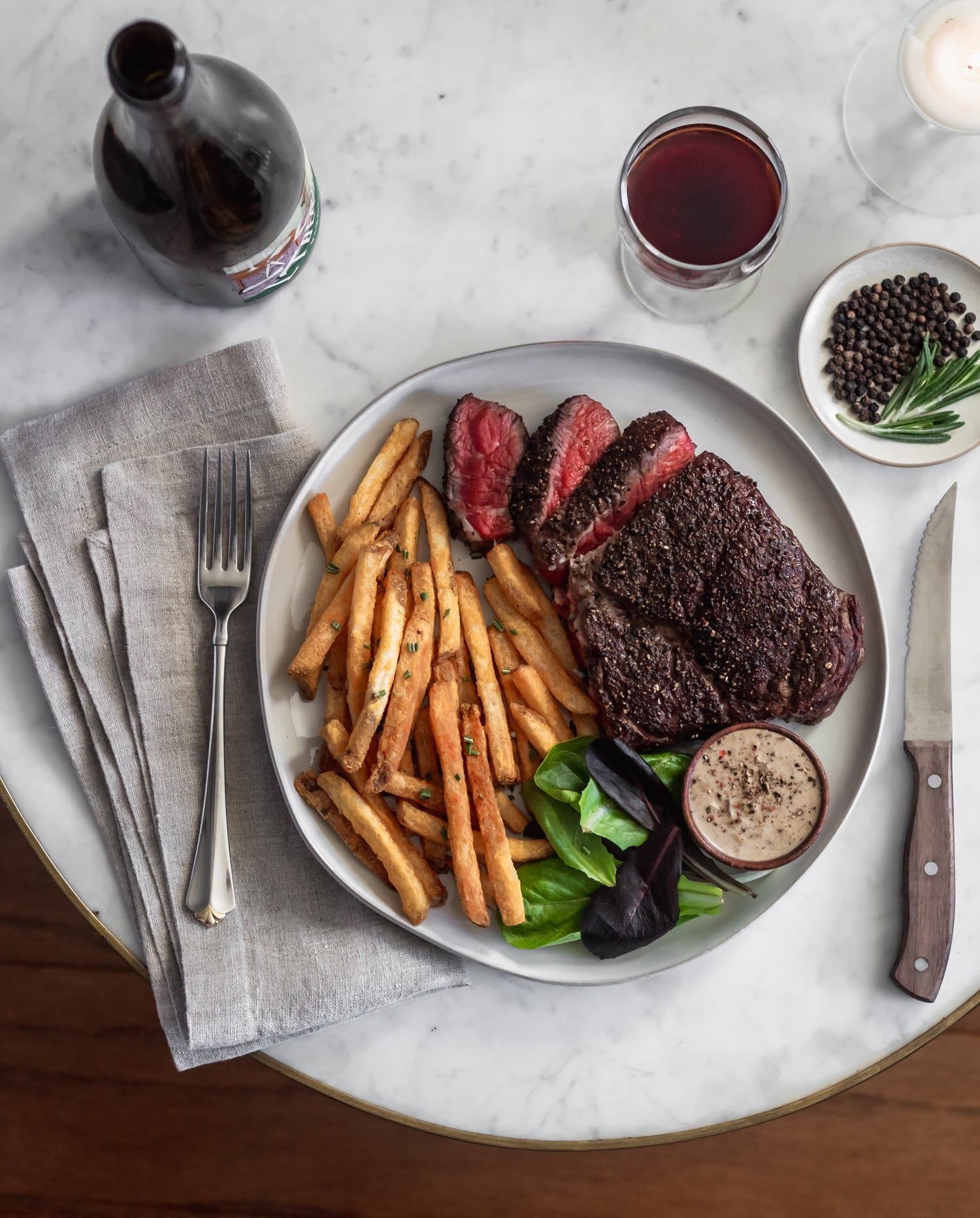 Reverse Seared Chuck Steak Brandy Peppercorn Sauce • Sunday Table 