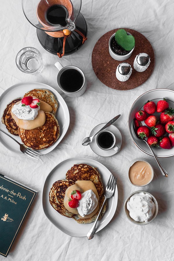 The best poppy seed pancakes served with homemade blood orange curd. | Serendipity by Sara Lynn