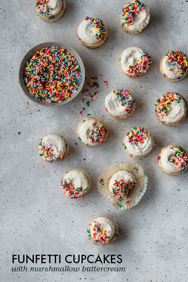 Homemade Funfetti Cupcakes with Marshmallow Buttercream | Serendipity by Sara Lynn