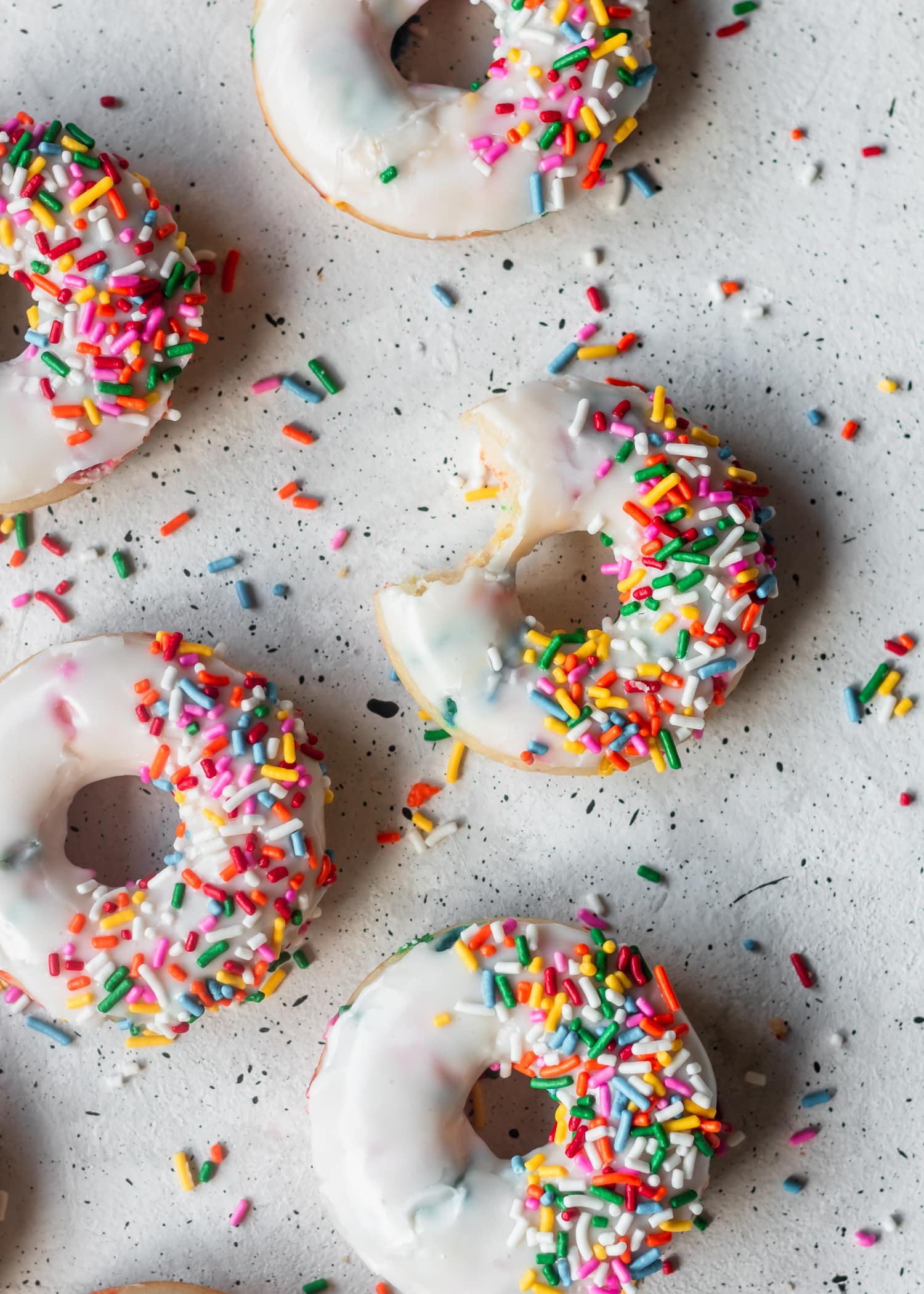 white sprinkled donut