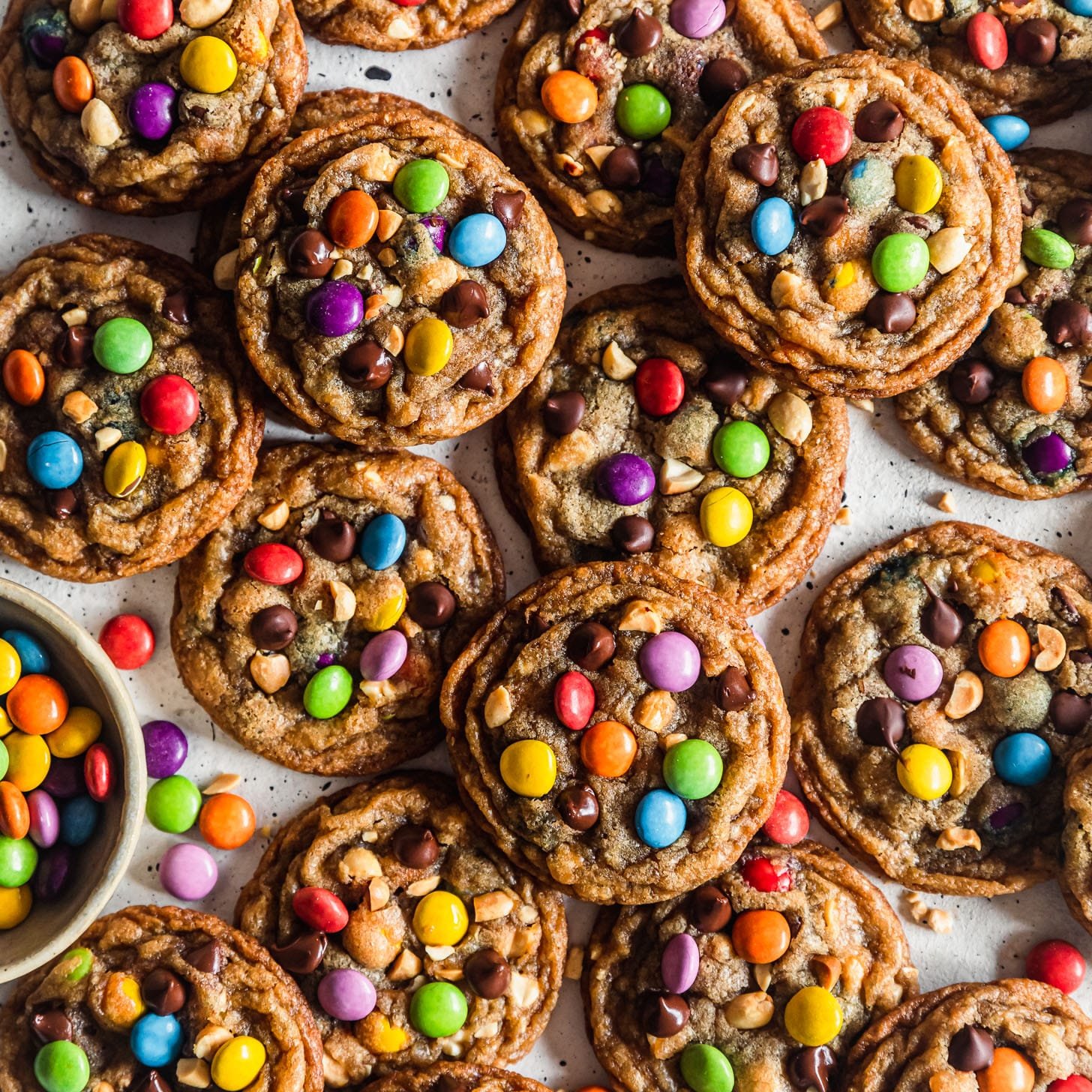 Mini M&M Coated Peanut Butter Cookies - Make the Best of Everything