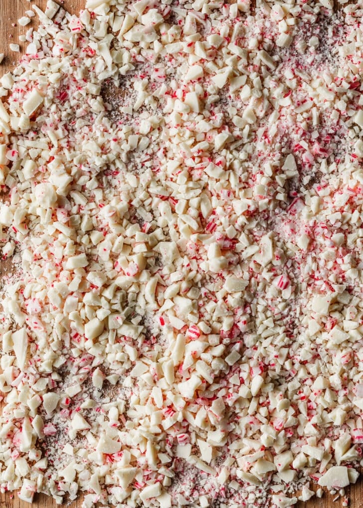 Finely chopped peppermint bark.