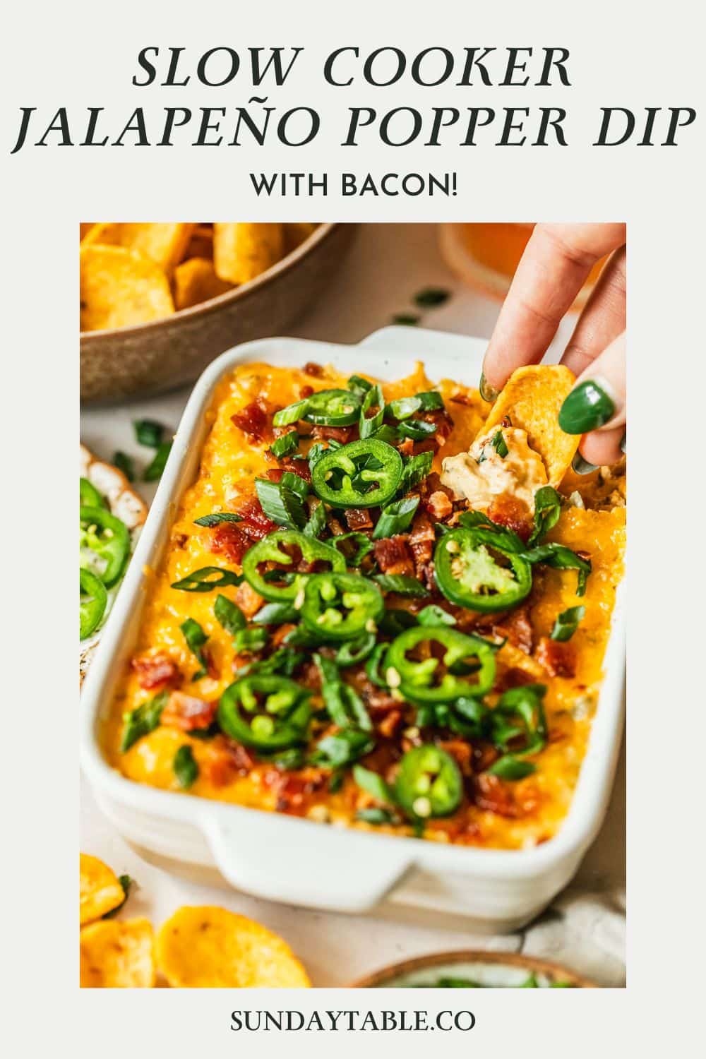 Slow Cooker Jalapeño Popper Dip with Bacon • Sunday Table