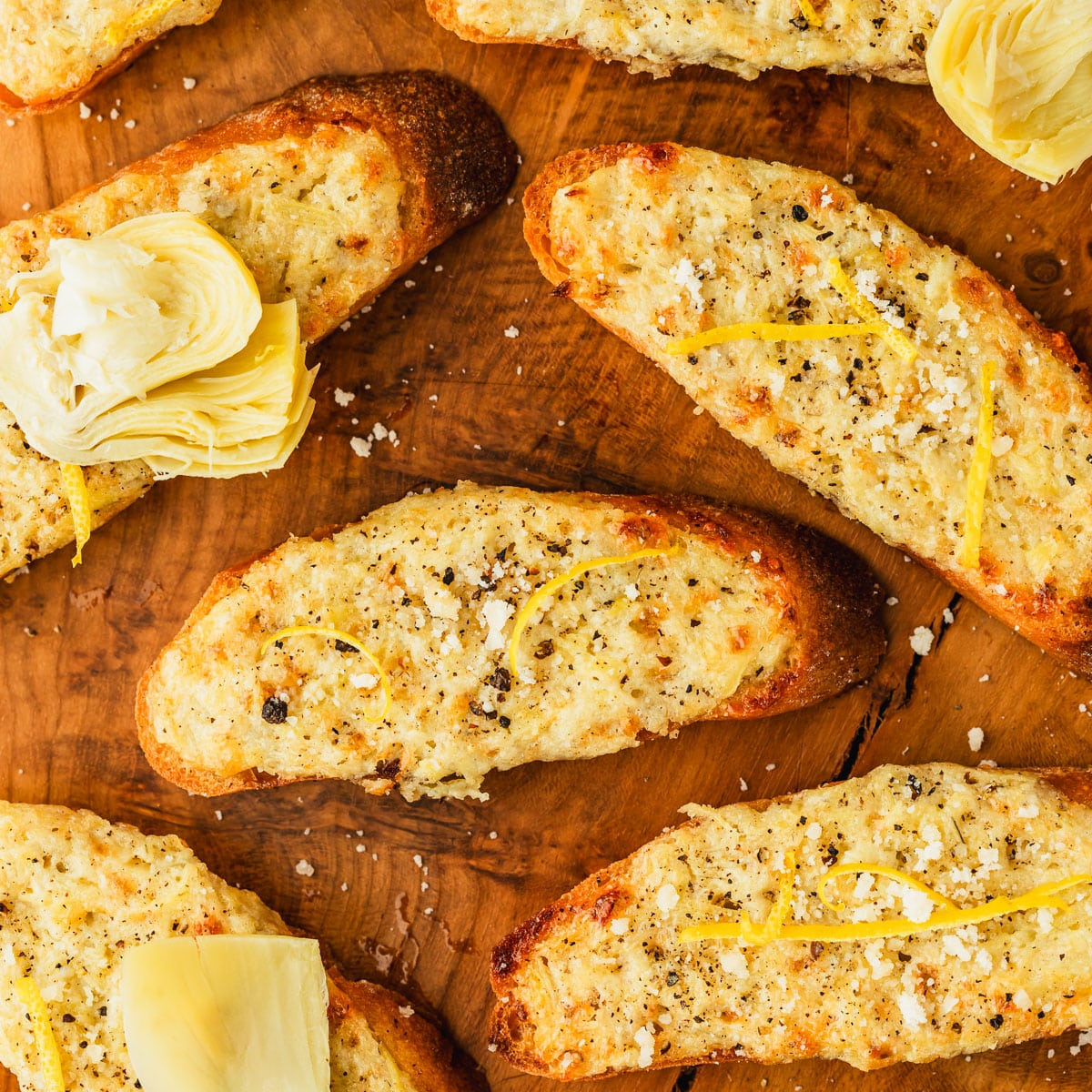 Simple & Lemony Artichoke Bruschetta • Sunday Table